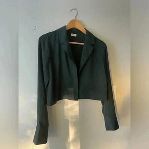 Olive Green v neck button up top​